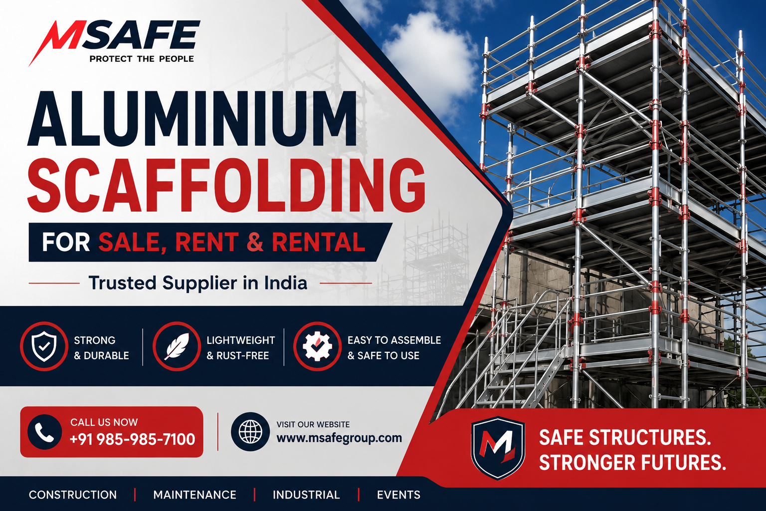 Aluminium Scaffolding for Sale, Rent & Rental | Trusted Supplier in India